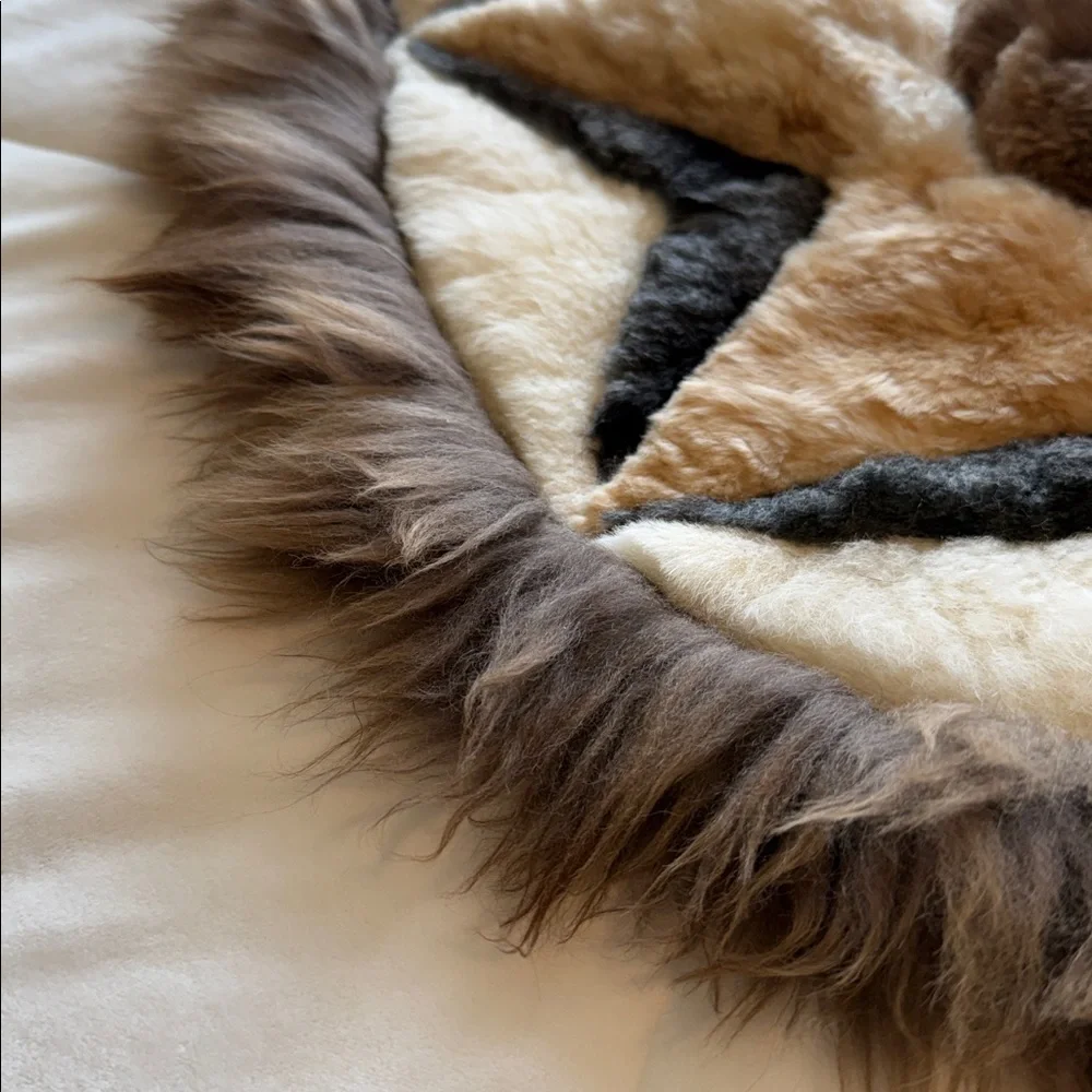 Alpaca Fur tapestry star sun design wall hanging 26 inch